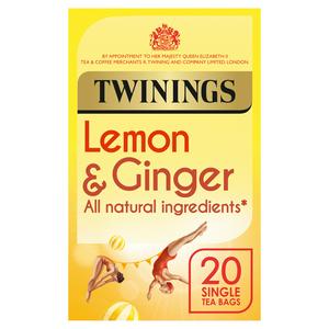 TWININGS LEMON & GINGER TEA BAGS 20