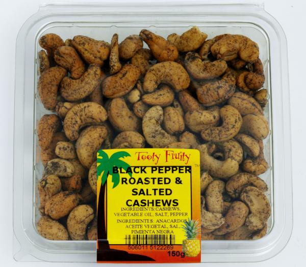 TOOTY FRUITY BLACK PEPPER ROASTED & SALTED CASHEEWS 140G