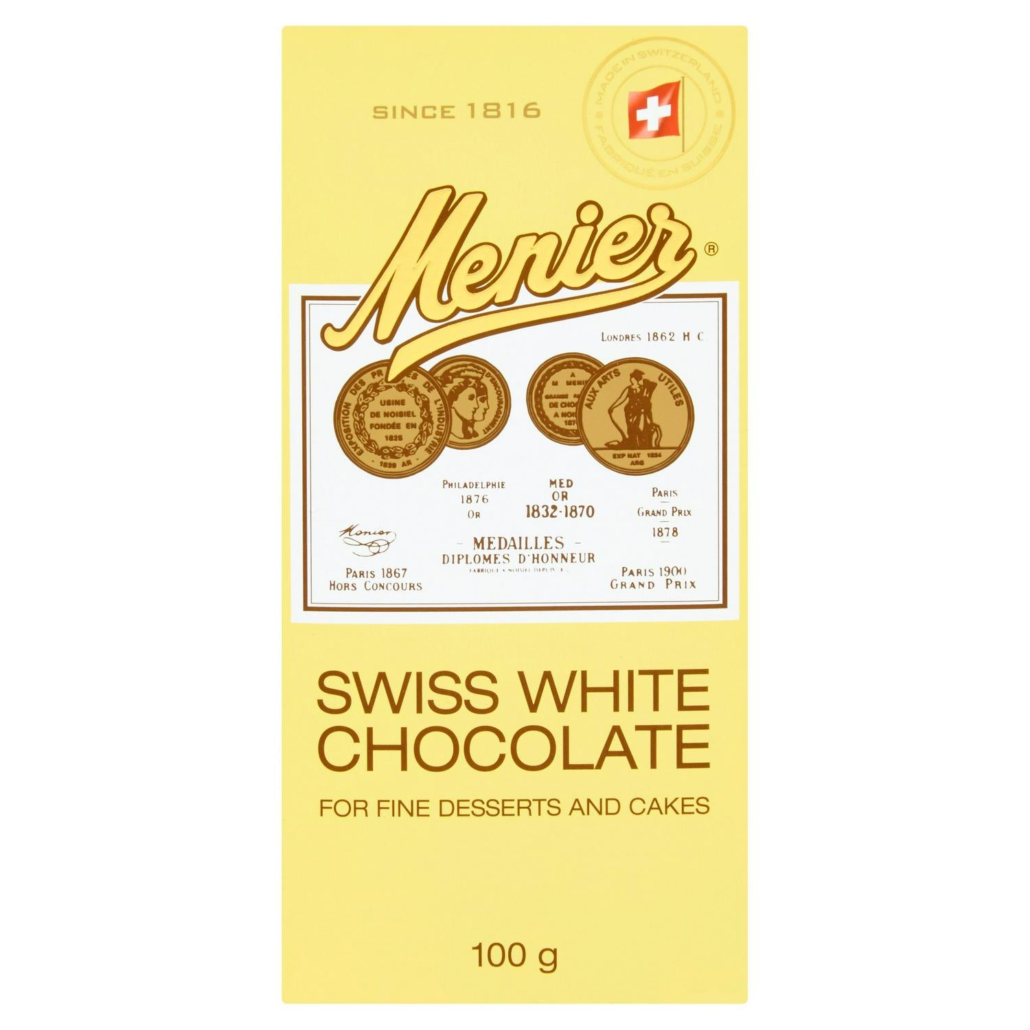 MENIER SWISS WHITE CHOCOLATE 100G